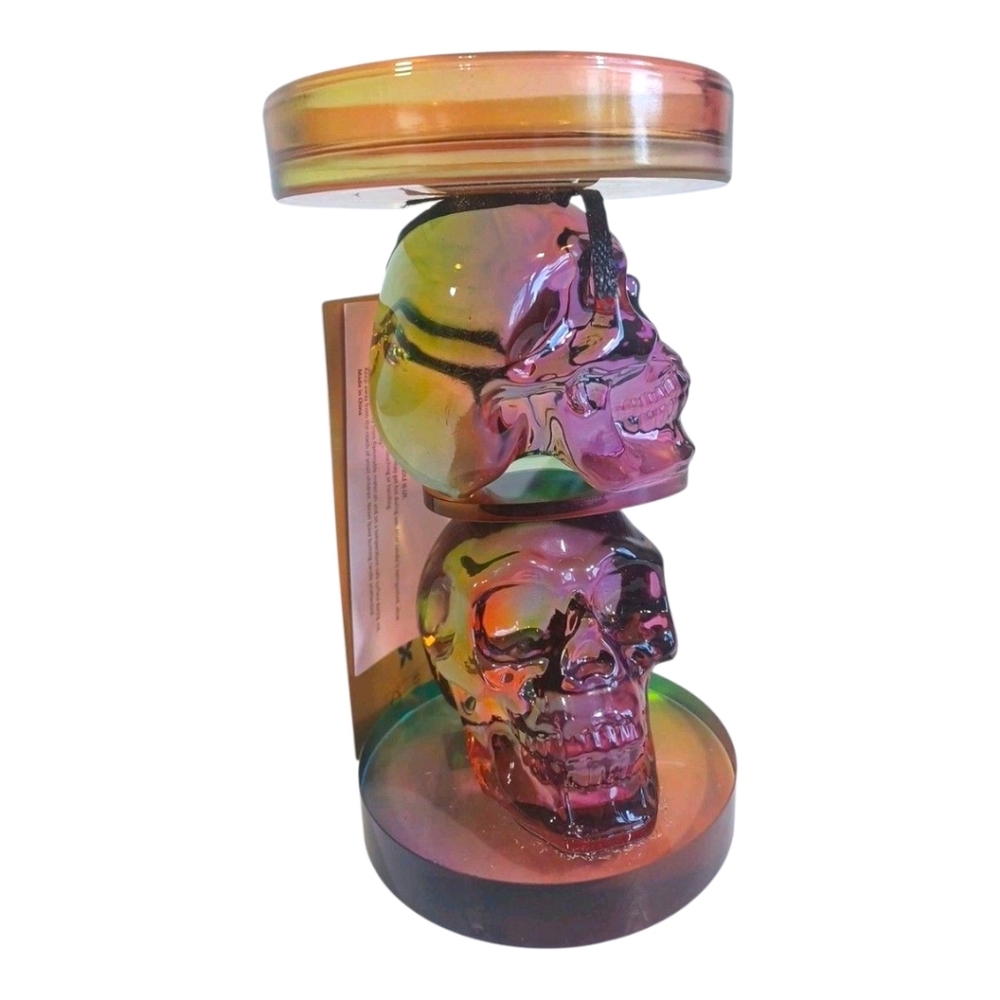 NWT Christian Lacroix Iridescent Glass Skull Candle Holder 6″ Gothic Decor - Picture 3 of 12